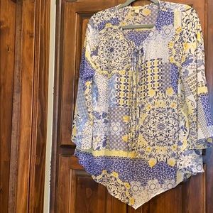 Women’s Blouse  multicolor blue yellow print